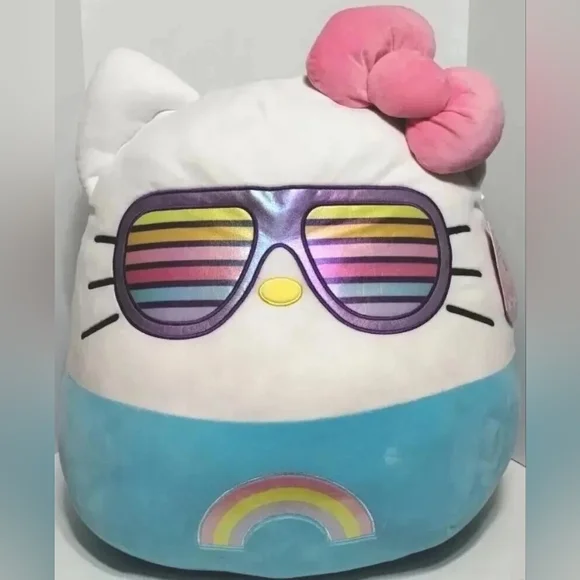 Kelly Toys Rainbow Sunglasses Hello Kitty Squishmallow 20 Plush Toy Sanrio NWT